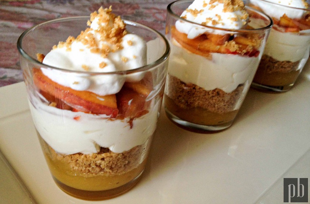 Verrine compote de pomme, mascarpone et pêches résultat